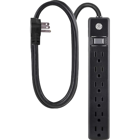 Ge Power Strip, 6 Outlet(s) 7 ft., Black 37816